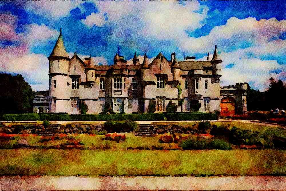 691070 Balmoral, Queen Of England's Scottish Residence A4 Limited Edition Watercolour Print