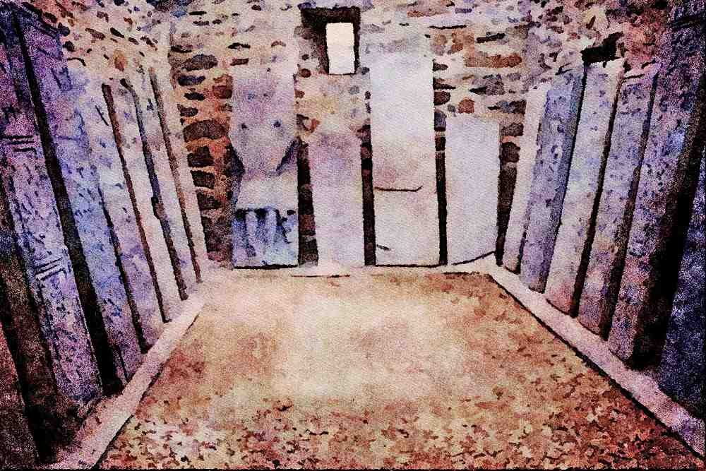 691078 Celtic Designs, Sculptured Stones, Kilmartin Church A4 Limited Edition Watercolour Print