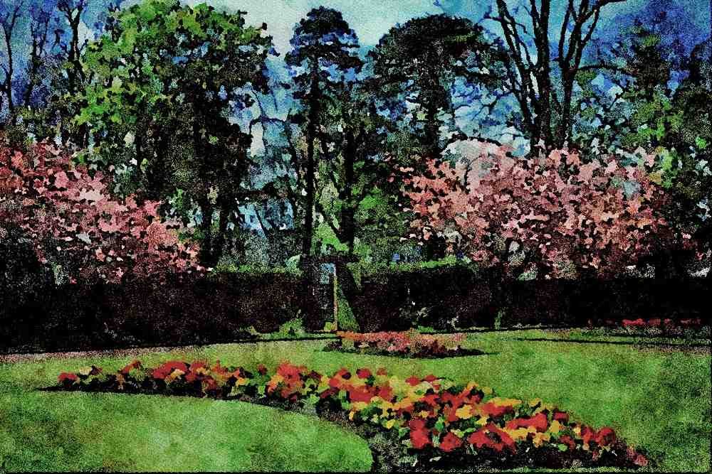 691086 Spring Time, Annahill Gardens, Kilmarnock, Scotland A4 Limited Edition Watercolour Print