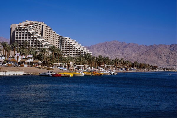 695023 Beach View Of Jordan And Dan Hotel, Eilat, Red Sea A4 Photo Print