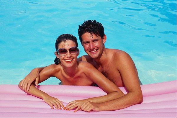 695026 Couple In Pool, Spain A4 Photo Print