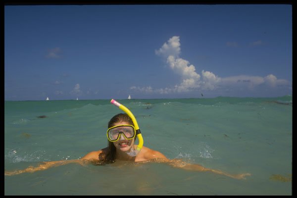 695076 Blonde Snorkler, Dania Beach, Florida A4 Photo Print