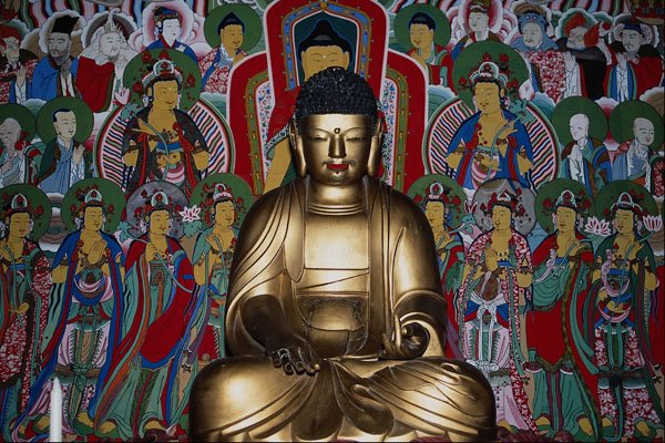 696028 Buddha Inside The Pohyon Temple, Myohyang Mountains A4 Photo Print