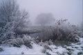 697009 Snow And Fog Early Morning, River Way, England A4 Photo Print