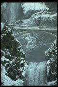 697061 Winter Bridge, Multnomah Falls, Oregon, U.S.A. A4 Photo Print