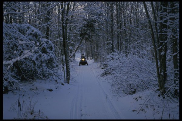 697062 Snowmobiling After Fresh Snowfall A4 Photo Print