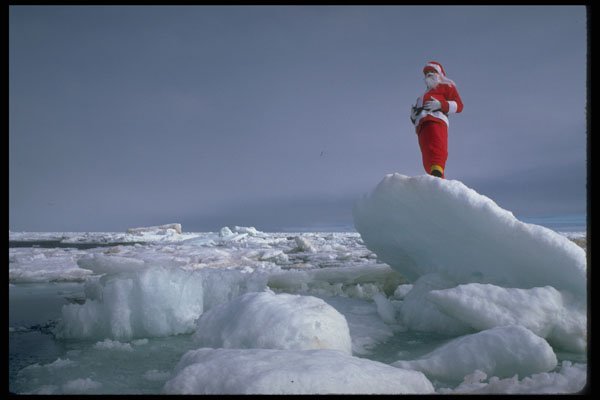 697065 Santa At The Pole A4 Photo Print
