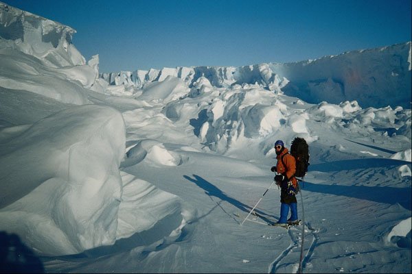 697070 Skiing Around Gin Bottle, Antarctica A4 Photo Print