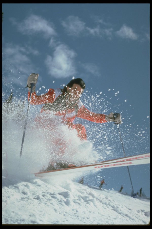 697094 Snow Skier Breaking Through Fresh Flying Snow A4 Photo Print