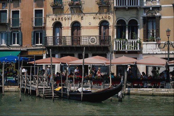 698001 Secluded Cafe Terrace, Venice, Italy A4 Photo Print
