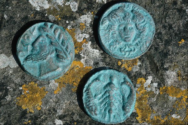698015 Authentic Replica Coins From Pompeii Ruins, 79 A.D. Eruption A4 Photo Print