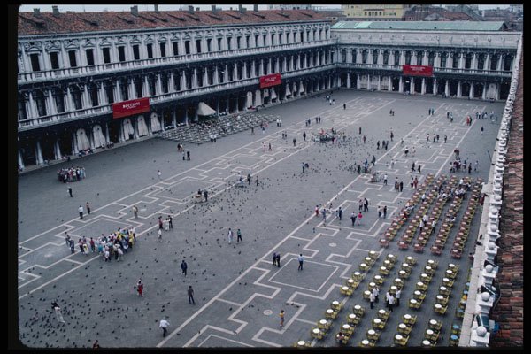 698035 Piazza San Marco With Outdoor Cafe On Right, Venice, Italy A4 Photo Print