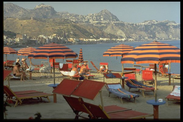 698070 Taormina From Naxos Bay, Sicily A4 Photo Print