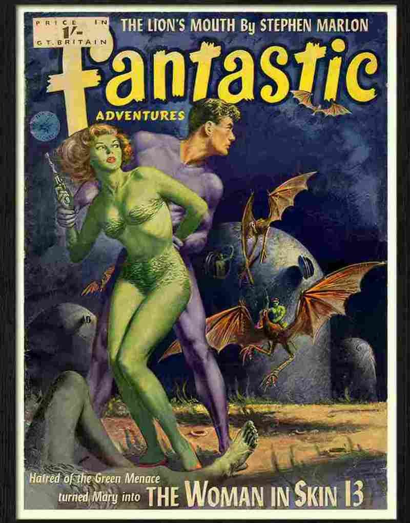 7 fantastic adventures pulp magazine cover 1950s Advert A4 Photo Print