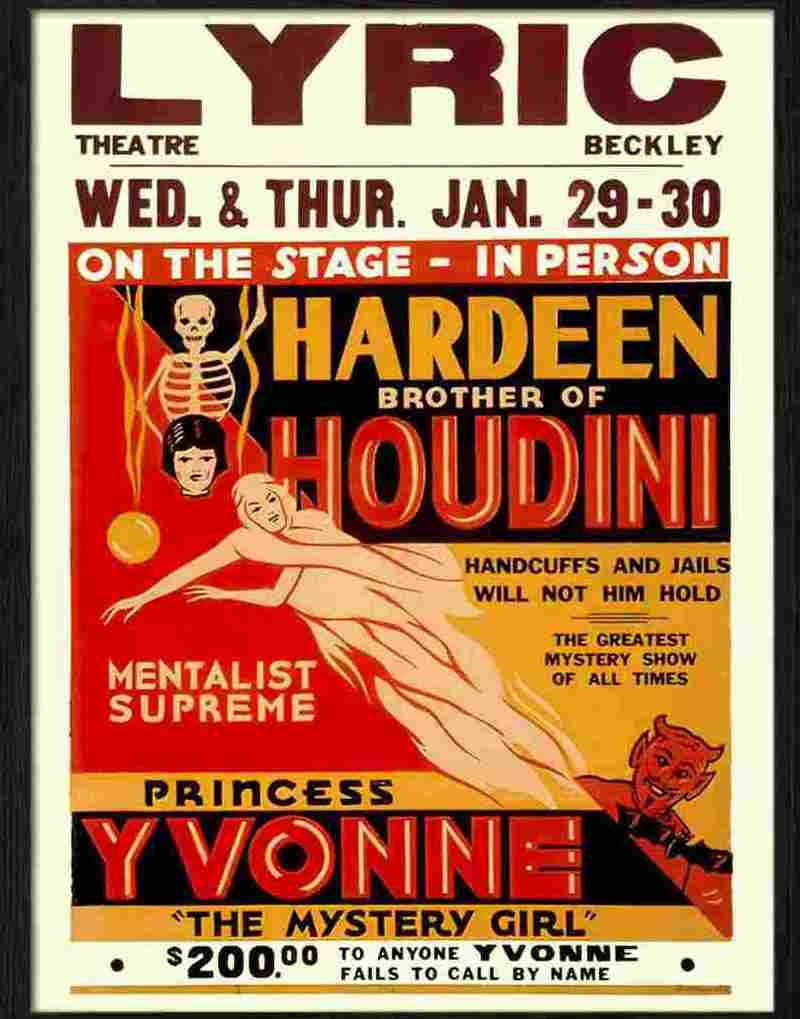 7 hardeen houdini magic poster Advert A4 Photo Print
