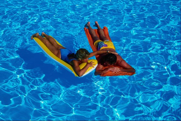 702010 People On Air Mattress In Pool, Lanzarote, Spain A4 Photo Print