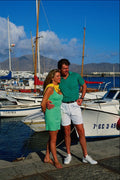 702013 Couple Sightseeing By Harbor, Playa Blanca, Lanzarote, Spain A4 Photo Print