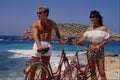 702024 Couple With Bicycles, Ibiza, Spain A4 Photo Print
