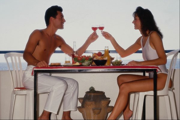 702045 Seth And Lisa Sitting At Table With Healthy Food On Table A4 Photo Print