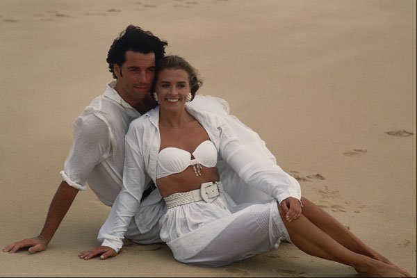 702058 Jon And Helen In White Summer Clothes At The Beach A4 Photo Print