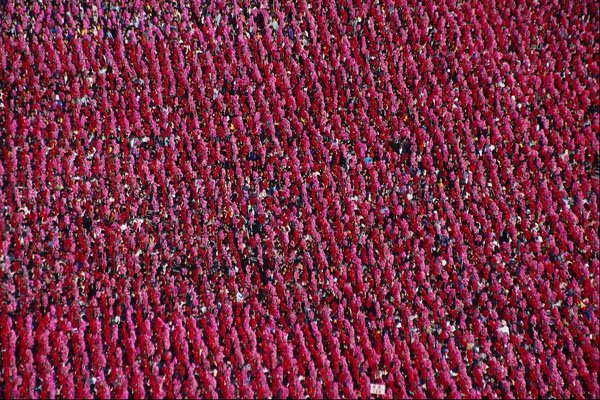 703021 People Practicing For Ceremony, Pyongyang, North Korea A4 Photo Print