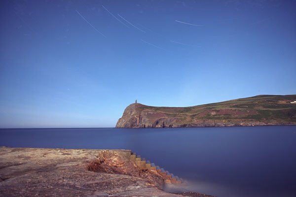 708049 Star Trails In The Sky Above Bradda Head A4 Photo Print