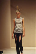 709004 Alexander McQueen, Gray Raw Silk Top And Cotton Pants A4 Photo Print