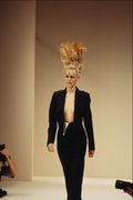 709007 Alexander McQueen, Black Low Front Long Dress A4 Photo Print