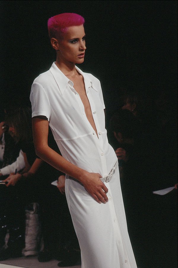 709038 Betty Jackson, White Cotton Long Dress A4 Photo Print