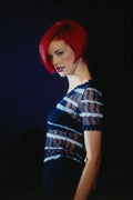 709042 Bella Freud, Blue And White Lace Top A4 Photo Print