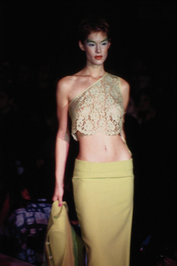 709055 Edina Ronay, Lace Top With Lime Green Jacket And Skirt A4 Photo Print