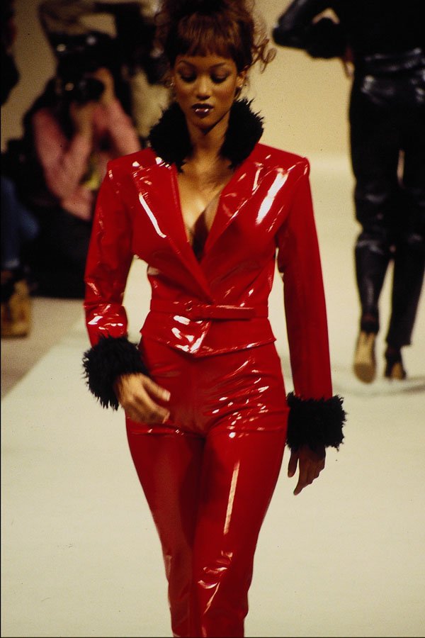 709062 Red Outfit With Black Cuffs And Collar A4 Photo Print