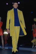 709067 Male Wearing Yellow Suit With Long Jacket And Purple Shirt A4 Photo Print