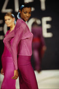 709092 Lezley George, Plum Chiffon Blouse, Satin And Fibre Skirt A4 Photo Print