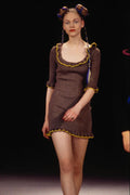 709096 Bella Freud, Brown Wool Dress A4 Photo Print