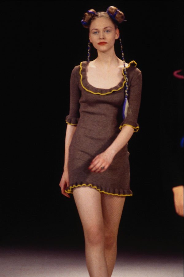 709096 Bella Freud, Brown Wool Dress A4 Photo Print