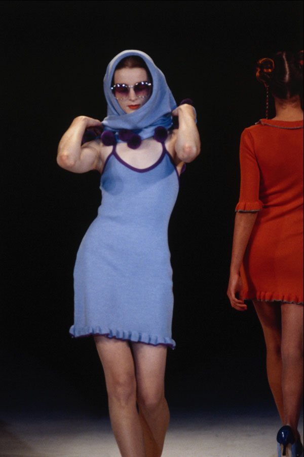 709097 Bella Freud, Blue And Purple Wool Dress A4 Photo Print