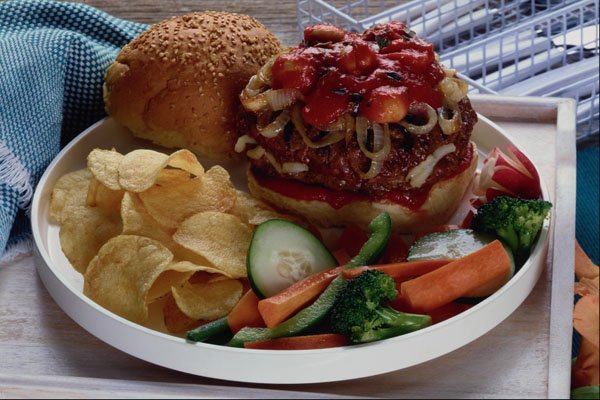 710011 Burger And Chips A4 Photo Print