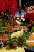 710063 Holiday With Deli Platter, Punch Bowl And Poinsettias A4 Photo Print