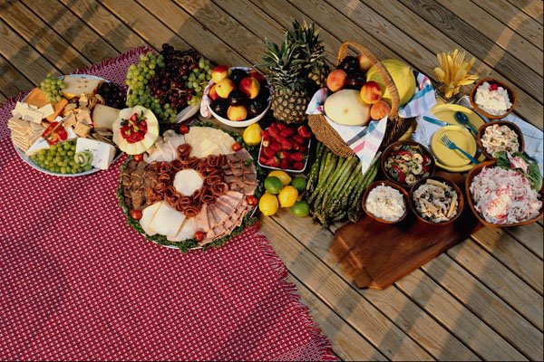 710086 Several Deli Trays And Salads A4 Photo Print