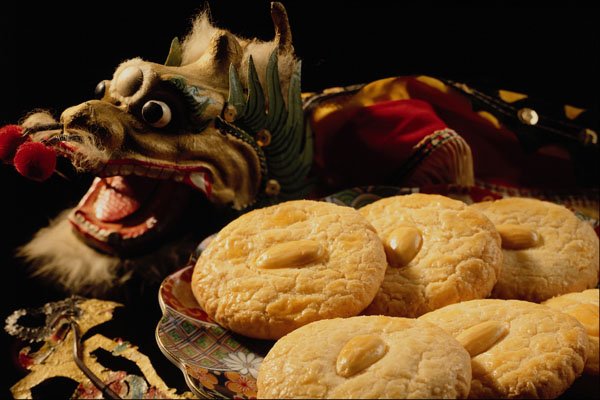 710095 Almond Cookies With Dragon A4 Photo Print