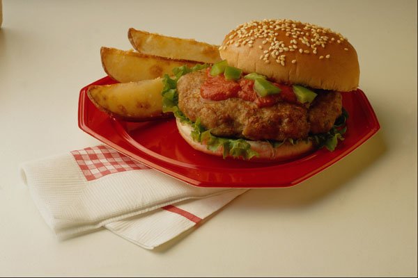 710097 Breaded Fish On A Bun With Fries A4 Photo Print