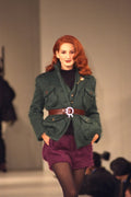 712000 Redhead Wearing Green Jacket, Black Top And Shorts A4 Photo Print