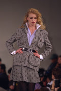 712002 Woman In Gray Shirt And Jacket With Keyhole Pattern A4 Photo Print