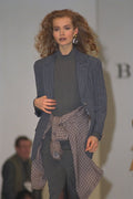 712004 Woman In Gray Sweater, Skirt And Gray Jacket A4 Photo Print