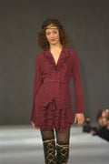 712008 Woman In Wine Jacket And Mini Skirt With Boots A4 Photo Print