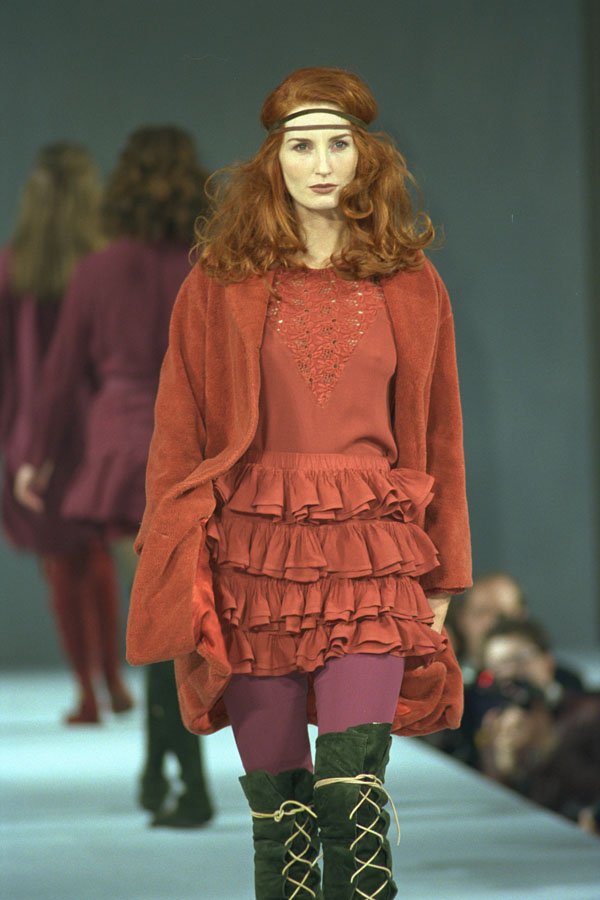 712009 Woman In Mini Skirt, Top With Lace Pattern And Jacket A4 Photo Print