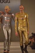 712020 Couple Wearing Rubberized Slashed Top And Pants A4 Photo Print