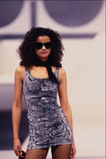 712065 Woman In Gray Snakeskin patterned Micro Dress A4 Photo Print