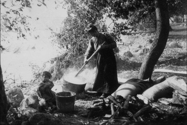 713061 Boiling Wild Rice, Rice Lake, 1906 A4 Photo Print